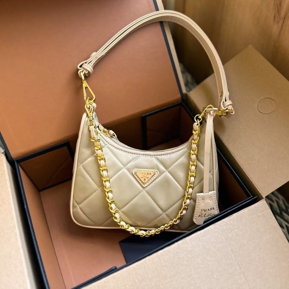 Pra*a Re Edition 1995 Chaîne Re Nylon Mini Bag Beige 22Cm 1Bc204 2Aos F0F24 V Qoo