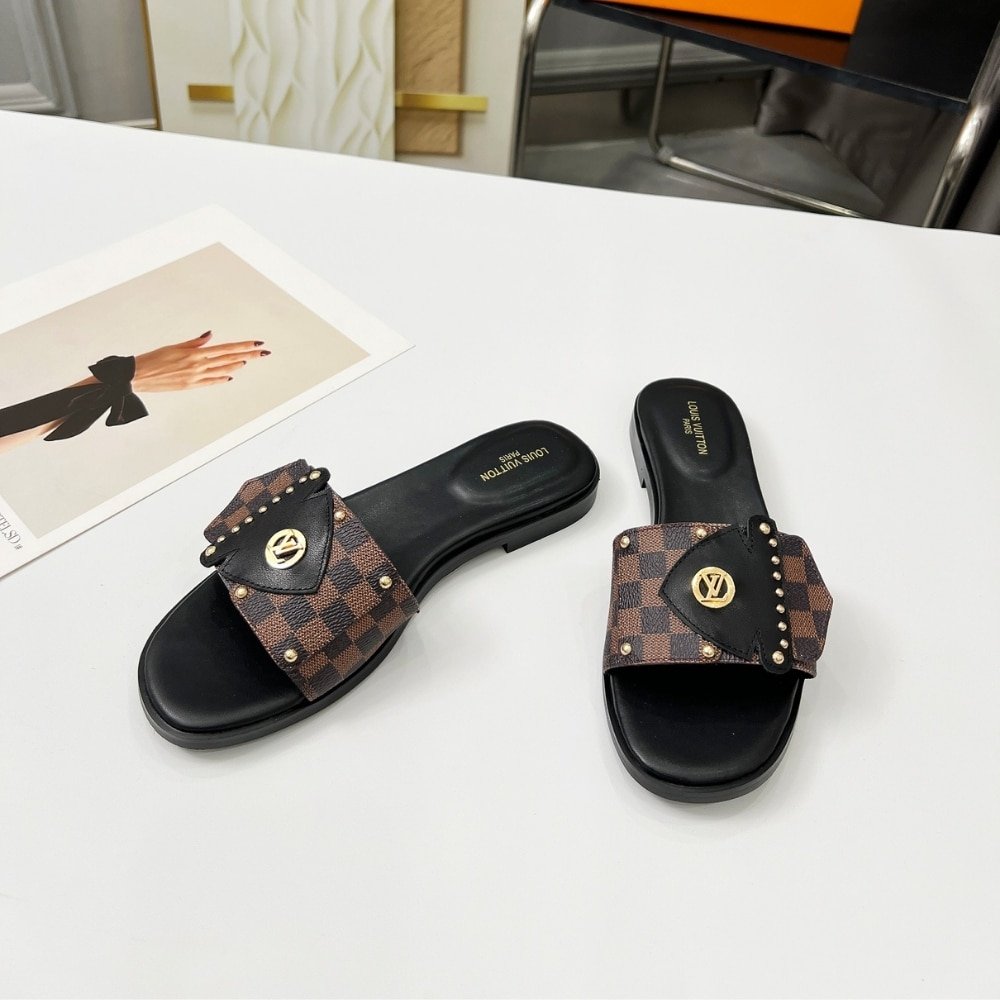 L0vis Vvtt0n Lv Frame Flat Mule Cacao Brown 1Ahlr3