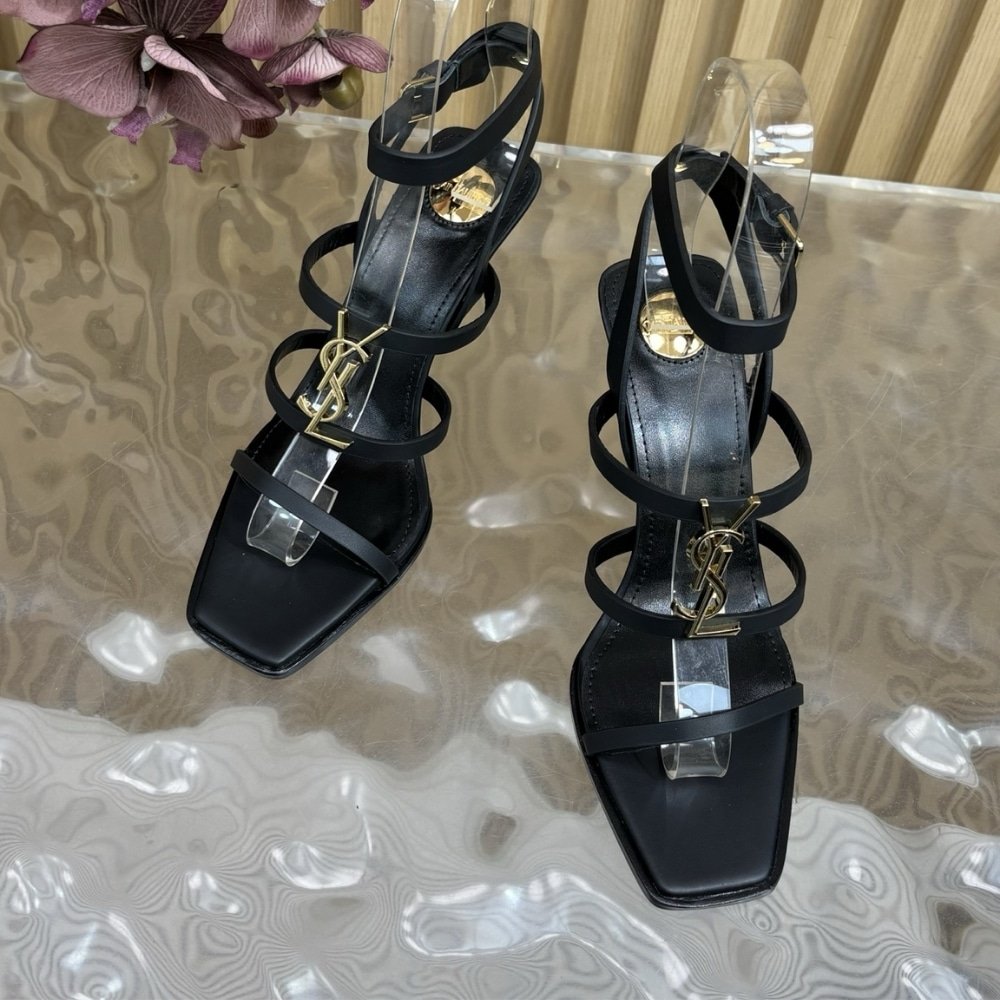 Sa1nt Lau*nt Cassandra Wedges In Smooth Leather Black 821090Dwedd1000
