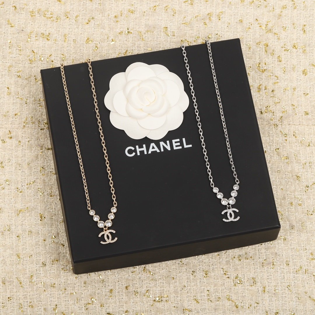 Ch**el Cc Silver Metal Necklace