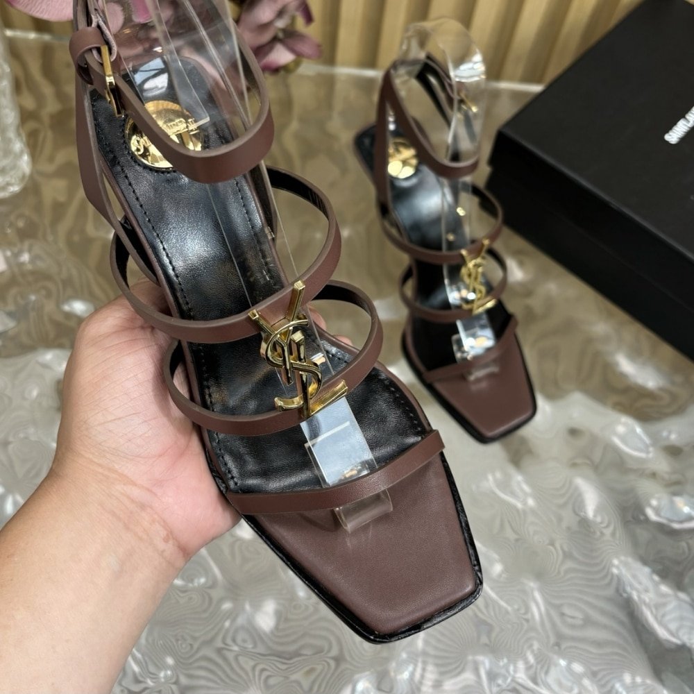 Sa1nt Lau*nt Cassandra Wedges In Smooth Leather Dark Brown 821090Dwedd2023