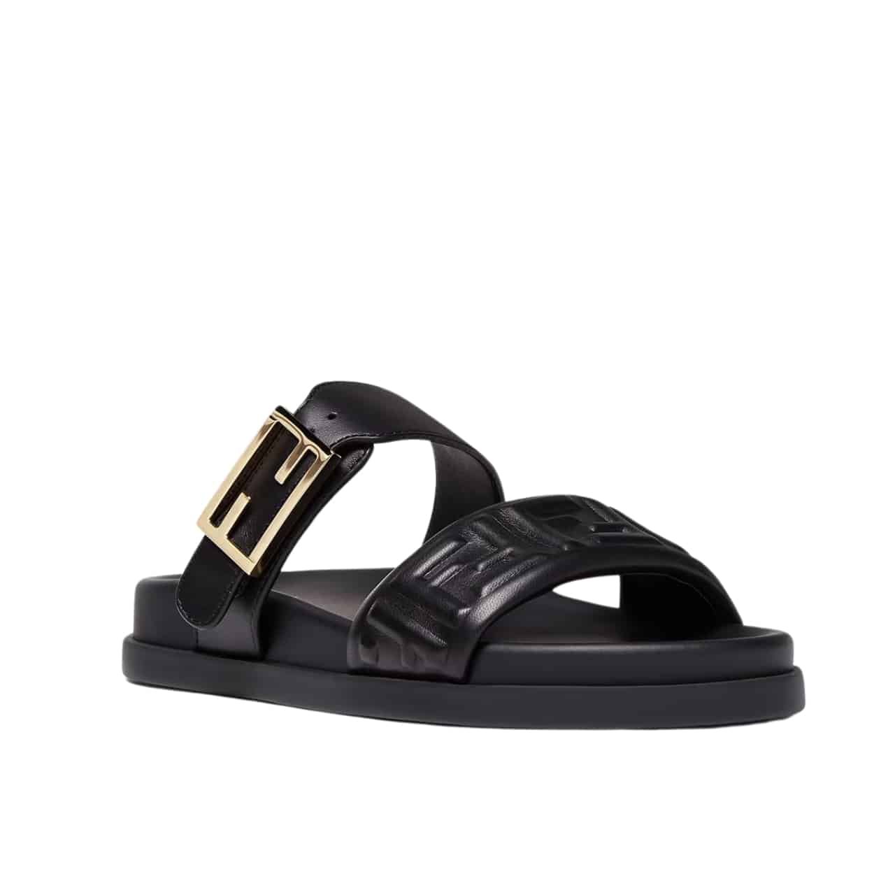 F**di Feel Nappa Leather Slides Black 8X8710Abohf0Abb