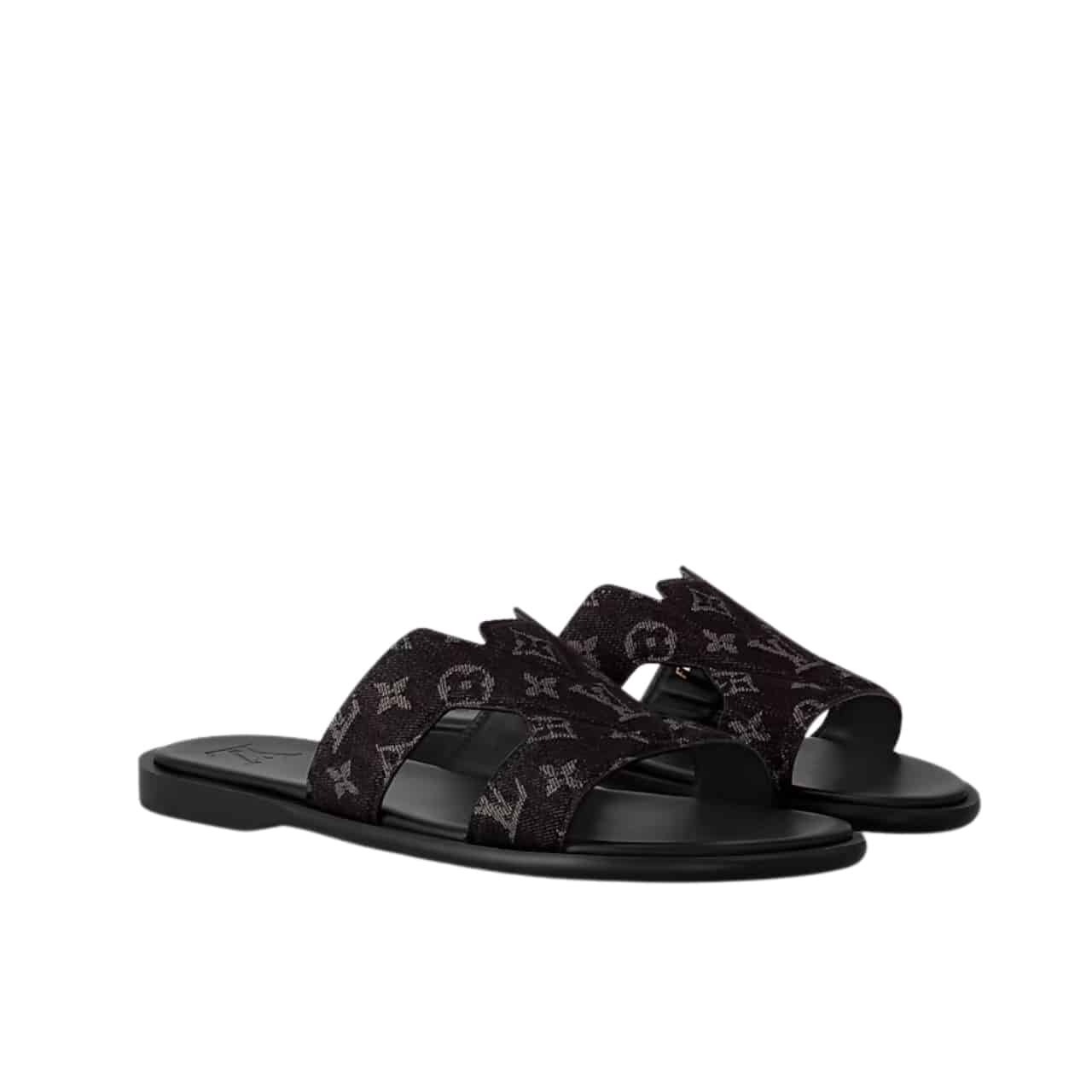 L0vis Vvtt0n Oasis Mule Monogram Denim Black 1Ac69B