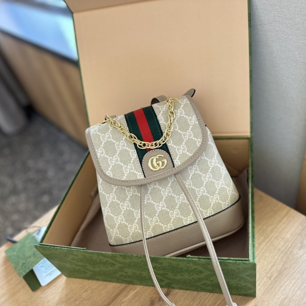 Gvc*1 Ophidia Gg Mini Backpack Cream 22Cm