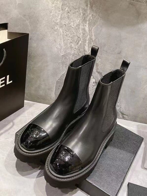 Ch**el Short Boots Matte Leather Black