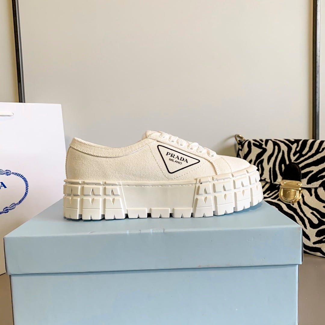 Pra*a Double Wheel Re Nylon Gabardine Sneaker White 1E260M 3Lfx F0009 F B050