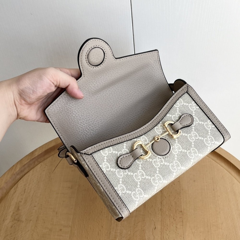 Gvc*1 Horsebit 1955 Mini Bag ‎Beige And White Gg Svp*me 18Cm ‎‎699296 Uulbg 9683