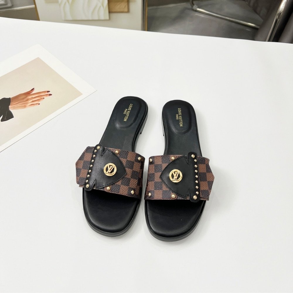 L0vis Vvtt0n Lv Frame Flat Mule Cacao Brown 1Ahlr3