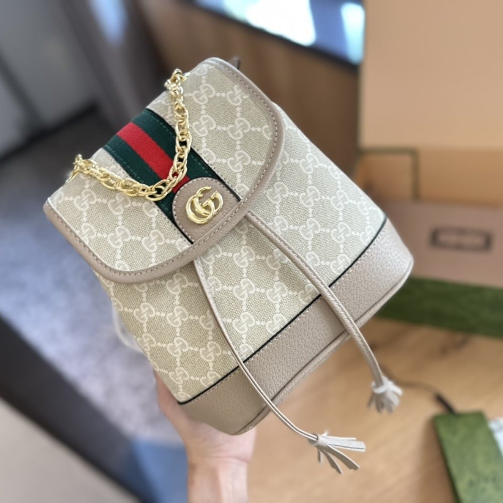 Gvc*1 Ophidia Gg Mini Backpack Cream 22Cm