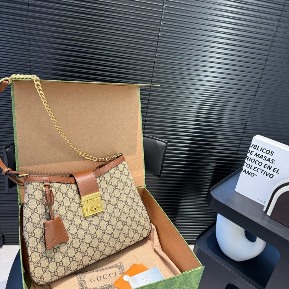 Gvc*1 Padlock Gg Medium Shoulder Bag Brown 33Cm ‎795113 Khnkg 8534