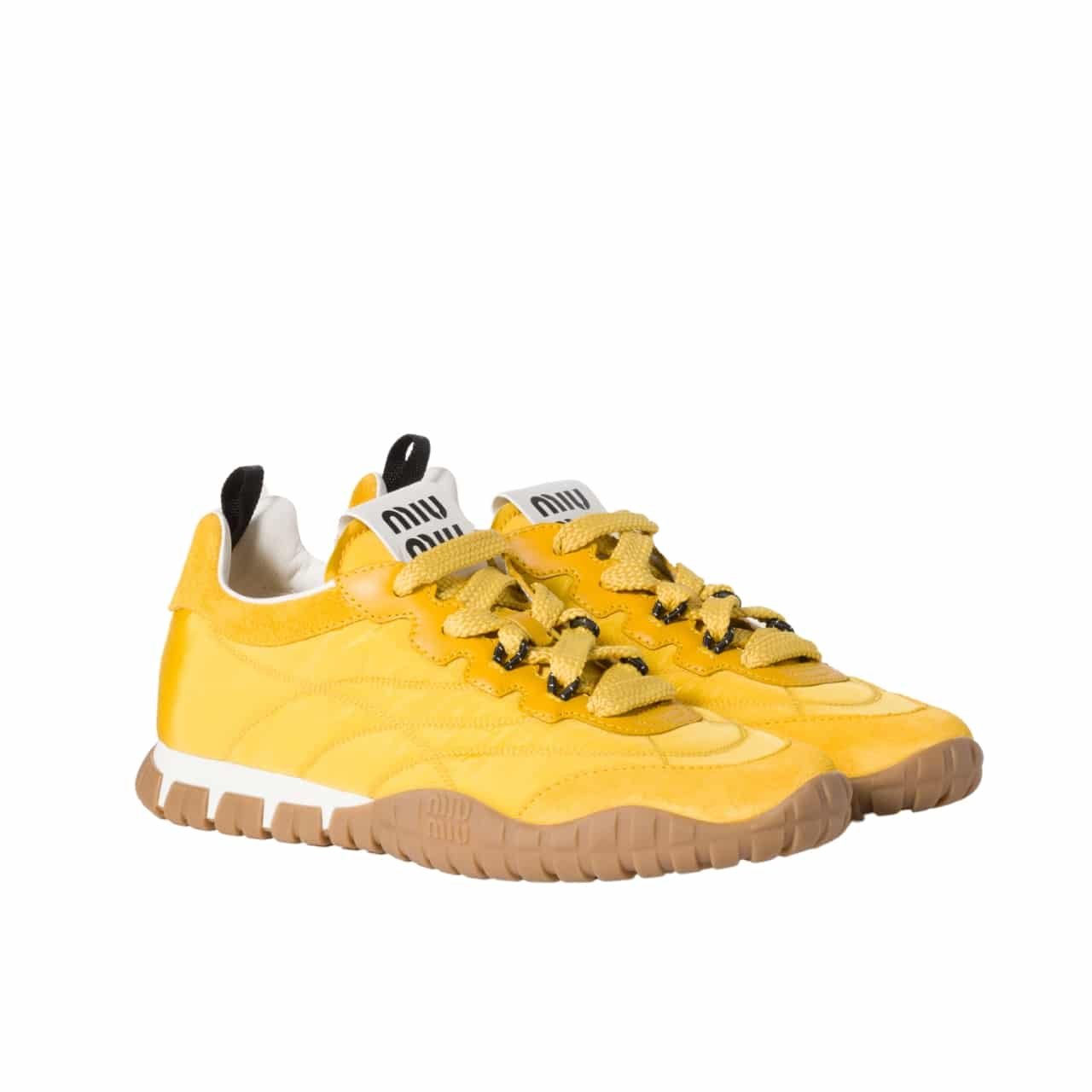 M1um1u Tyre Technical Fabric And Suede Sneaker Topaz 5E417E Zjm F0388 F 005
