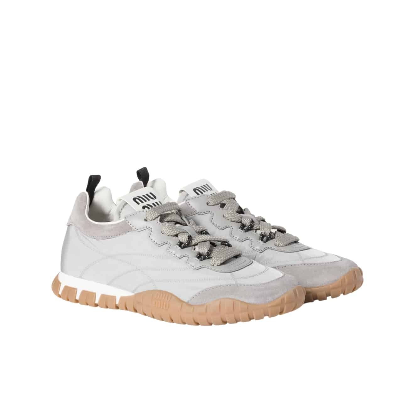 M1um1u Tyre Technical Fabric And Suede Sneaker Cloudy Gray 5E417E Zjm F0424 F 005
