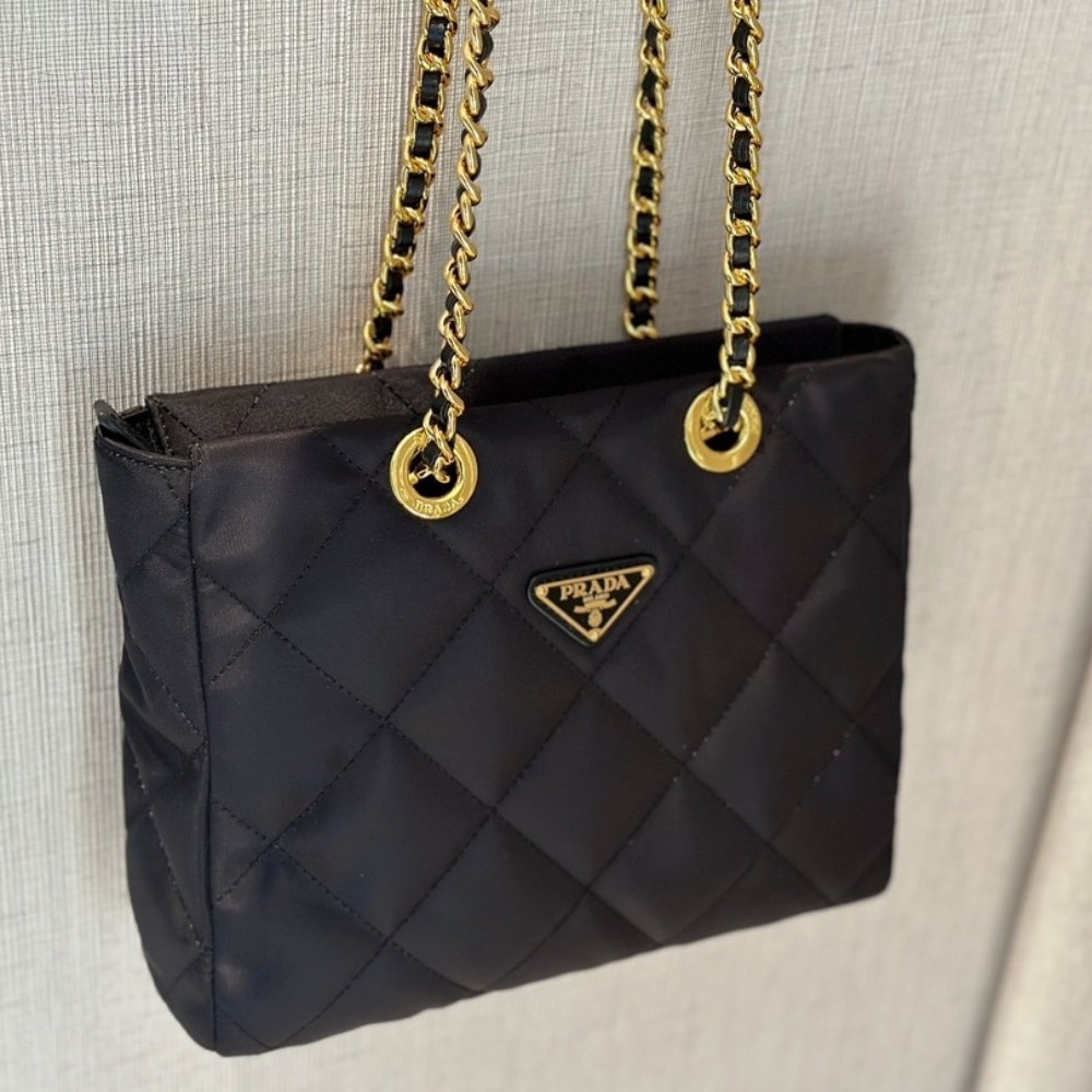 Pra*a Re Edition 1995 Chaîne Re Nylon Tote Bag Black 25Cm 1Bg468 2Aos F0002 V Coo