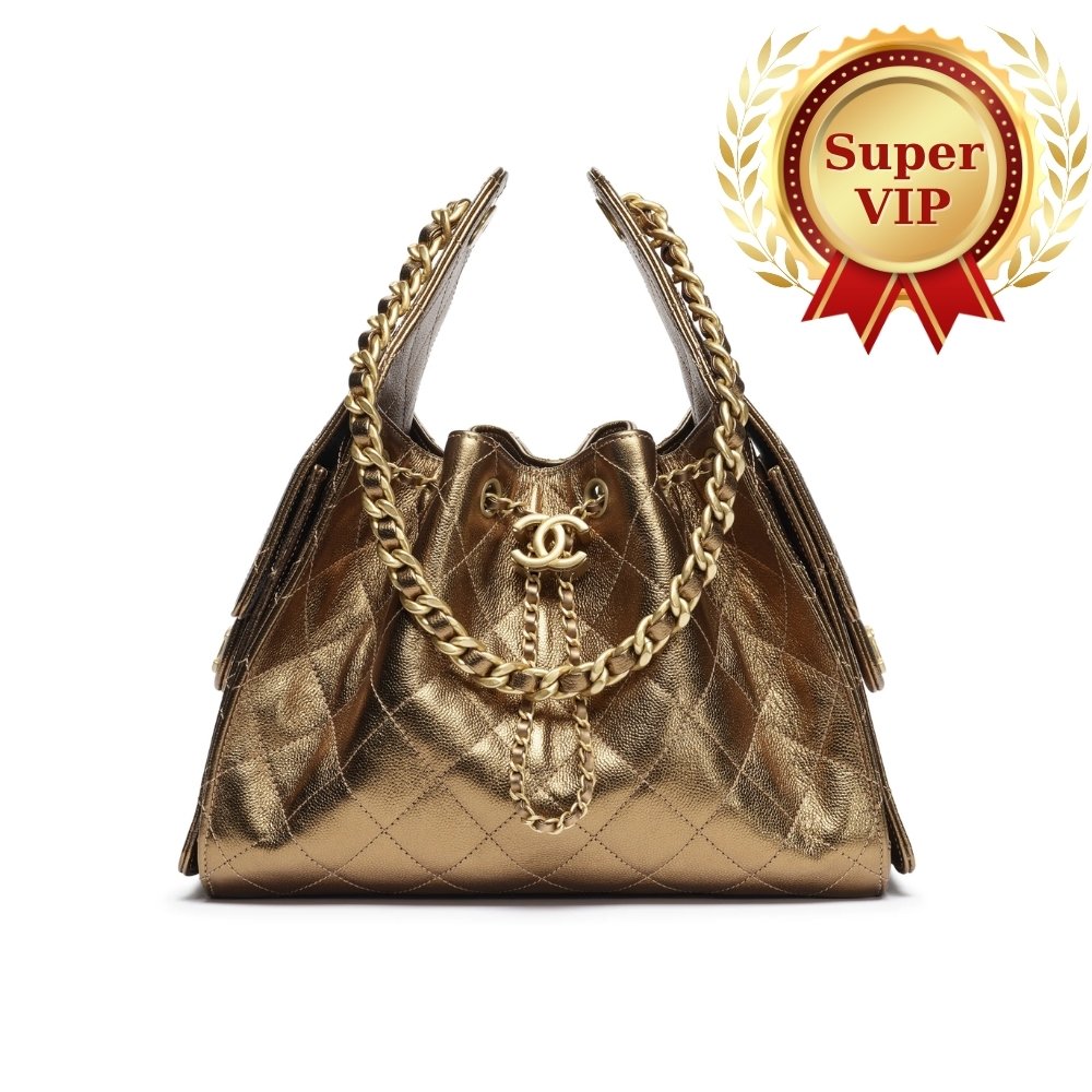 [S*per Vip 1:1] Ch**el 25 Small Handbag Metallic Grained And Gold Metal Dark Gold 26Cm As5293 B21060 U2158