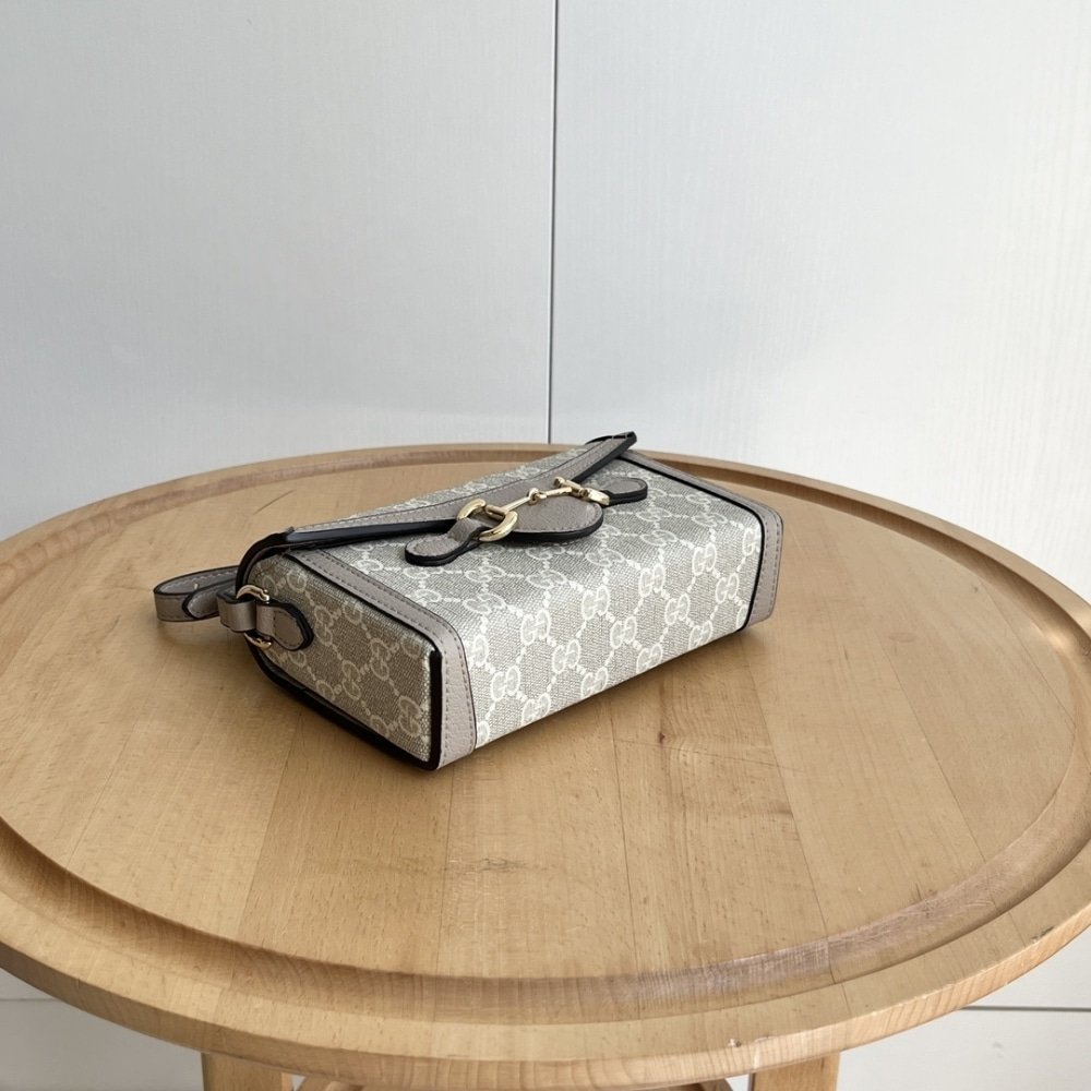 Gvc*1 Horsebit 1955 Mini Bag ‎Beige And White Gg Svp*me 18Cm ‎‎699296 Uulbg 9683