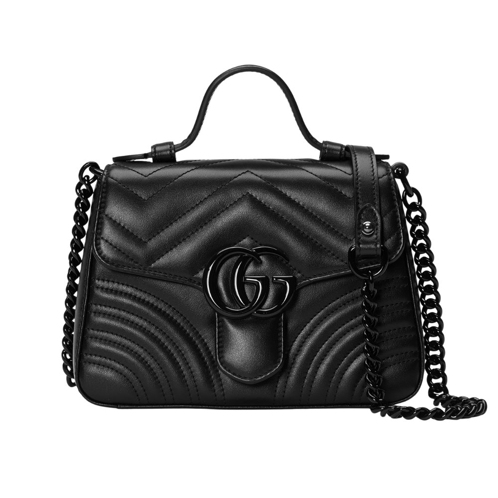 Gvc*1 Gg Marmont Small Top Handle Bag Black 21Cm 702563 Dtdfv 1000