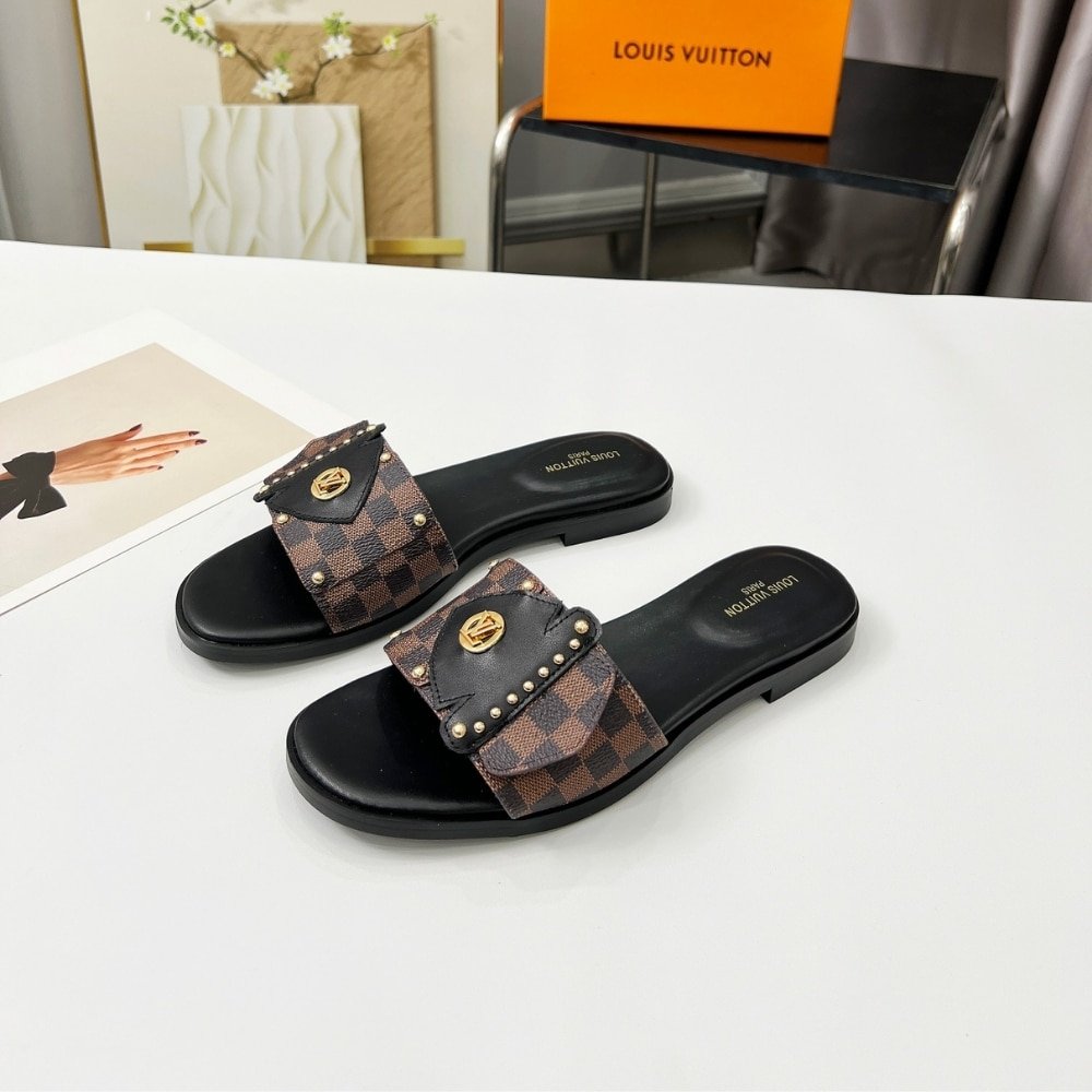L0vis Vvtt0n Lv Frame Flat Mule Cacao Brown 1Ahlr3
