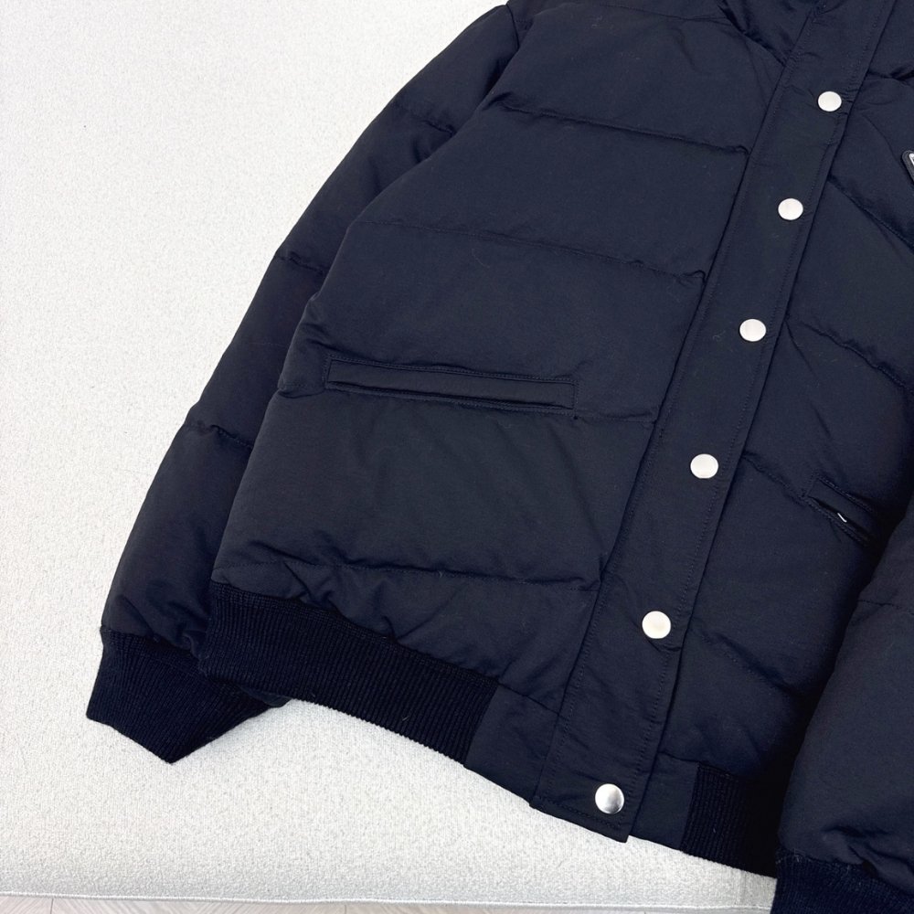 Pra*a Cropped Compact Poplin Down Jacket Navy Blue 292288 17Ib F0002 S Emo