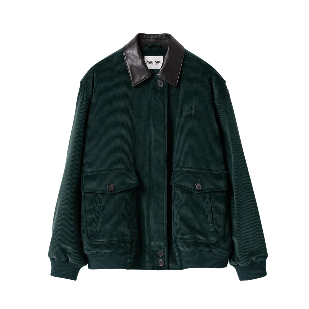 M1um1u Padded Corduroy Blouson Billiard Green Ml1326 1795 F0L76 S Ooo