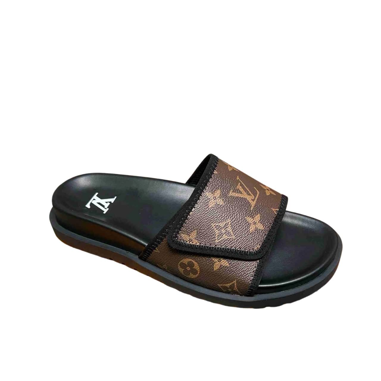 L0vis Vvtt0n Velcro Slides Monogram Brown