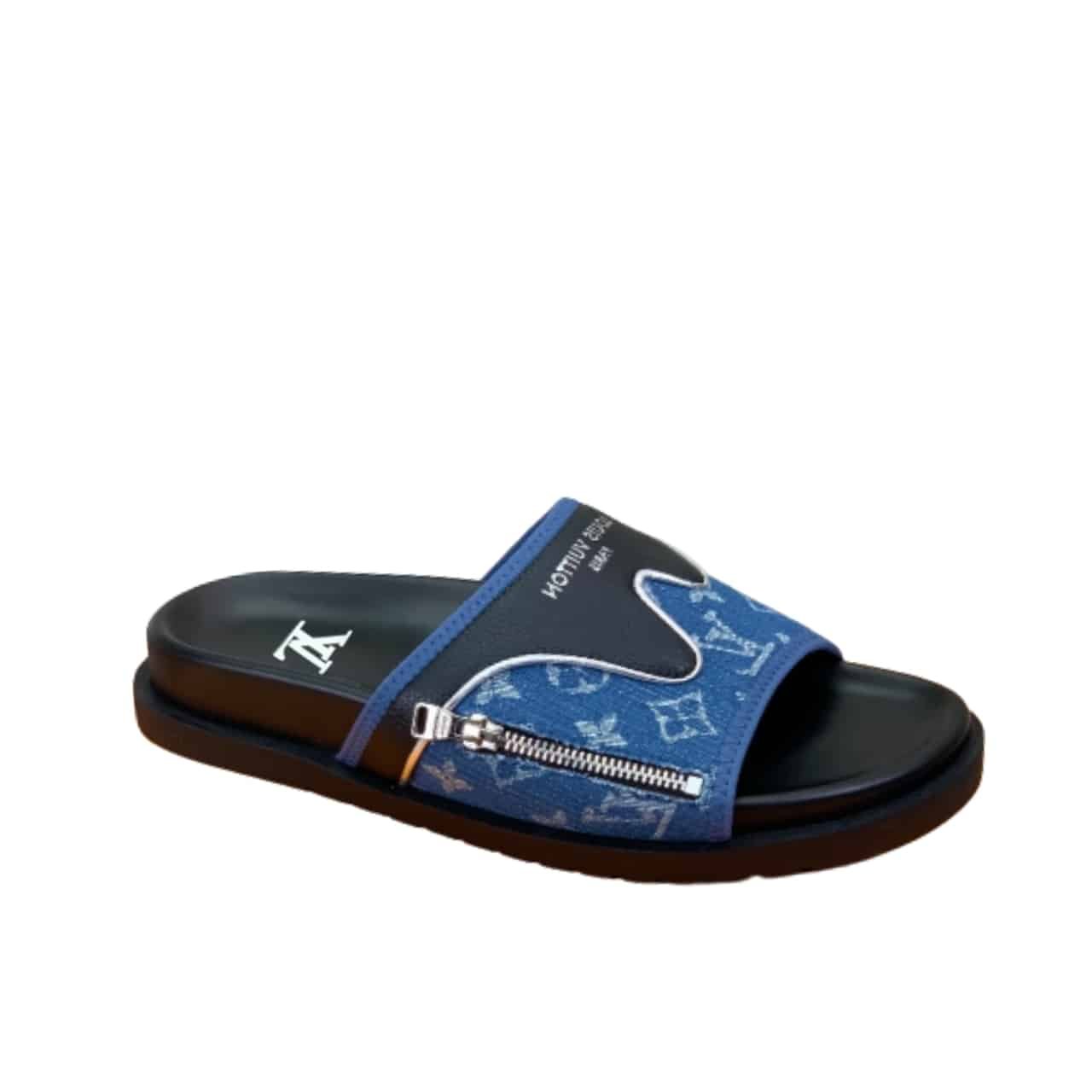 L0vis Vvtt0n Velcro Slippers Lock Edge Denim Blue