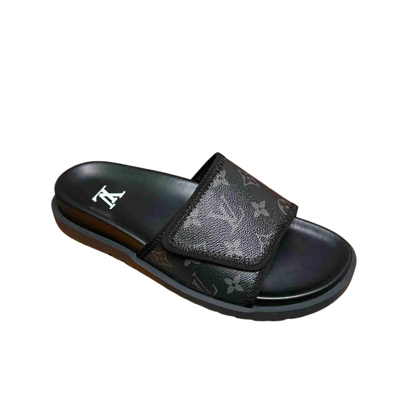 L0vis Vvtt0n Velcro Slides Monogram Black