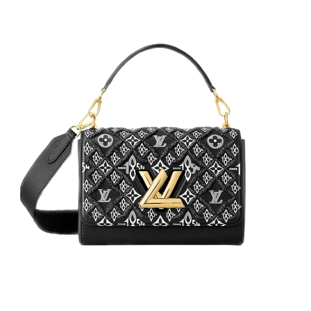 L0vis Vvtt0n Twist MM Monogram Jacquard Black 23Cm