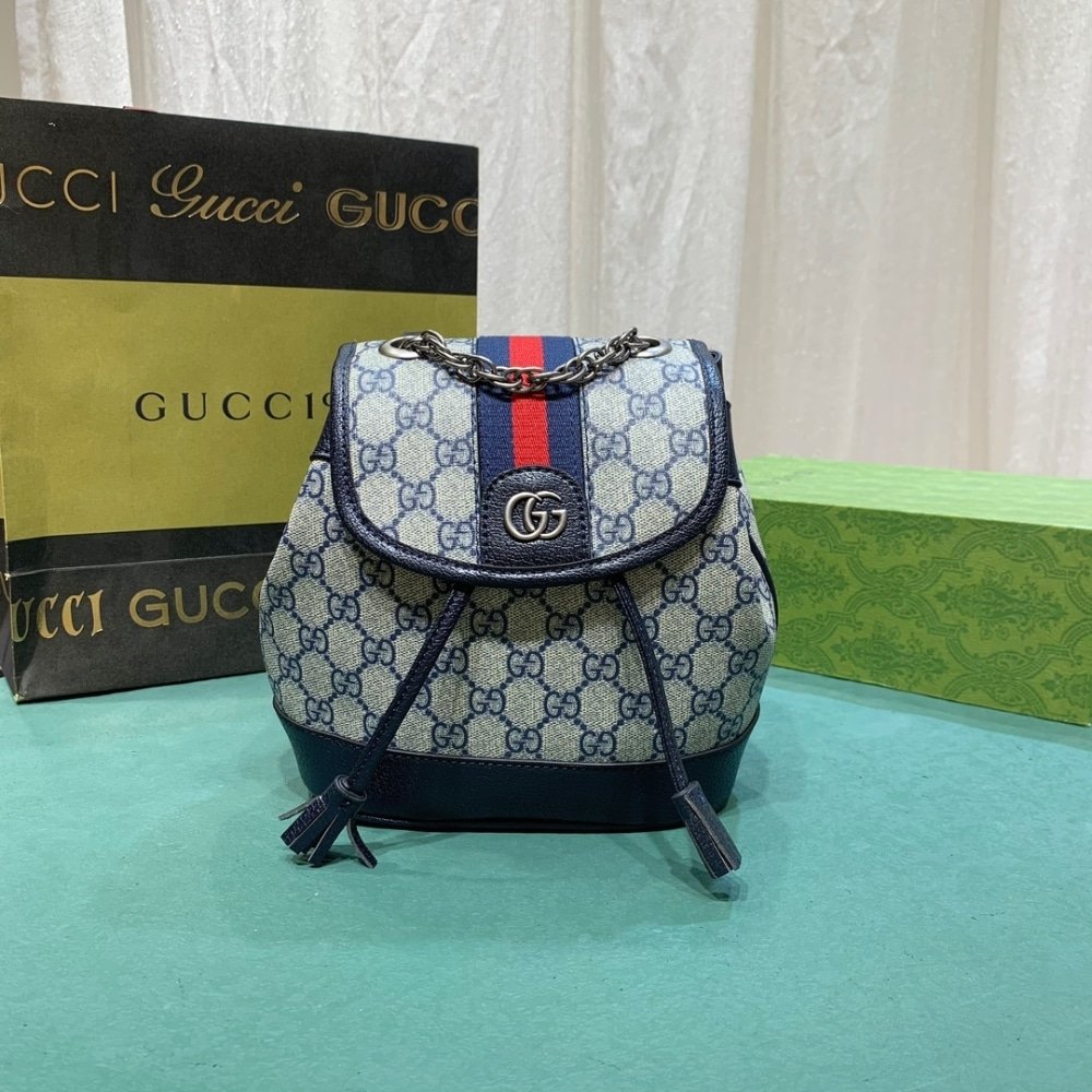 Gvc*1 Ophidia Gg Svp*me Canvas Mini Backpack Beige Blue 20Cm 795221 96Iwn 4076