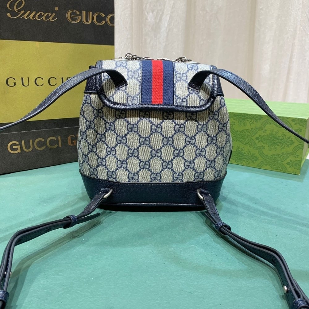Gvc*1 Ophidia Gg Svp*me Canvas Mini Backpack Beige Blue 20Cm 795221 96Iwn 4076
