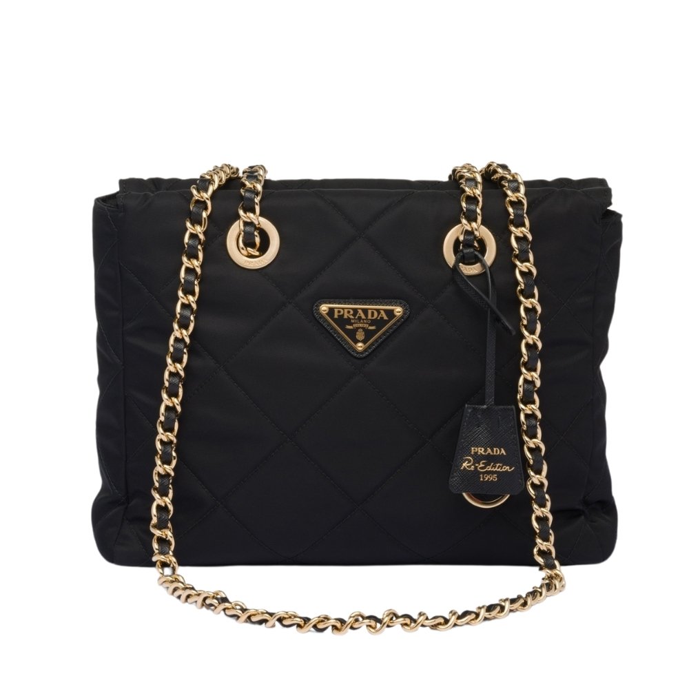 Pra*a Re Edition 1995 Chaîne Re Nylon Tote Bag Black 25Cm 1Bg468 2Aos F0002 V Coo