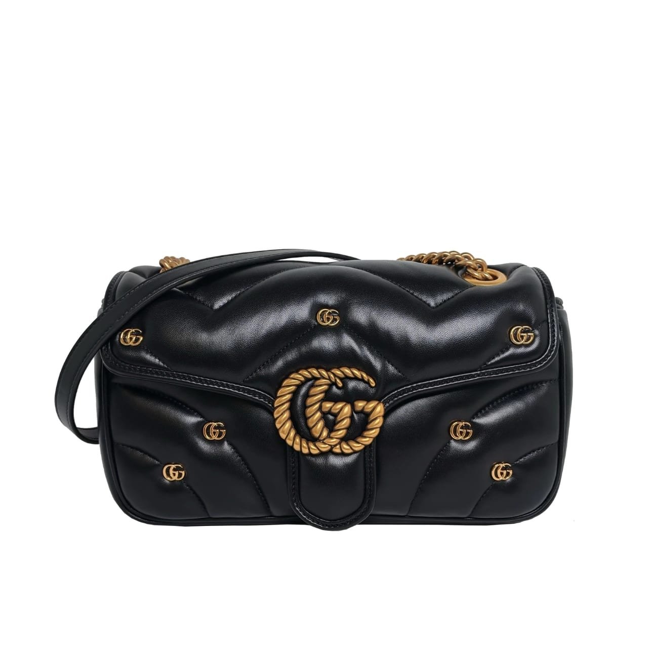 Gvc*1 Gg Marmont Small Shoulder Bag Black 26Cm 443497 Aacpg 1000