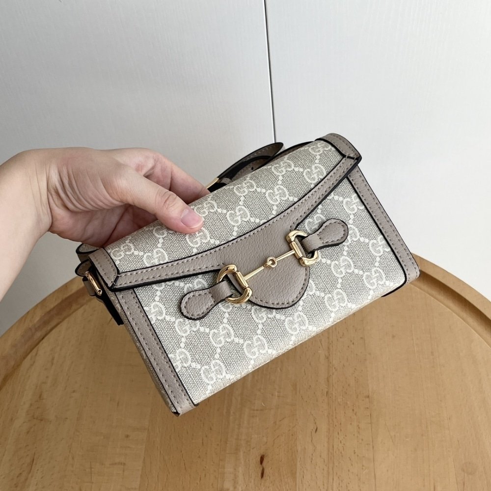 Gvc*1 Horsebit 1955 Mini Bag ‎Beige And White Gg Svp*me 18Cm ‎‎699296 Uulbg 9683