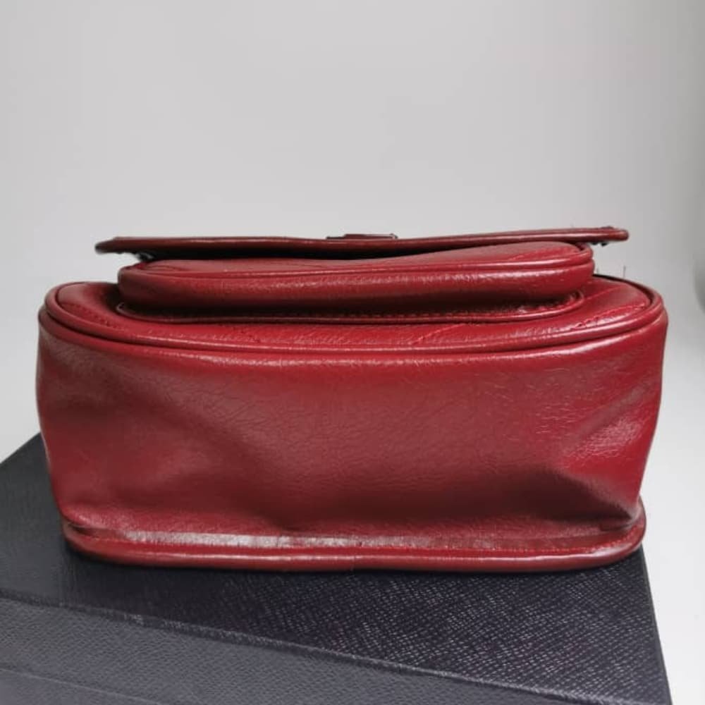 Sa1nt Lau*nt Niki Medium In Leather Silver Tone Red 22Cm