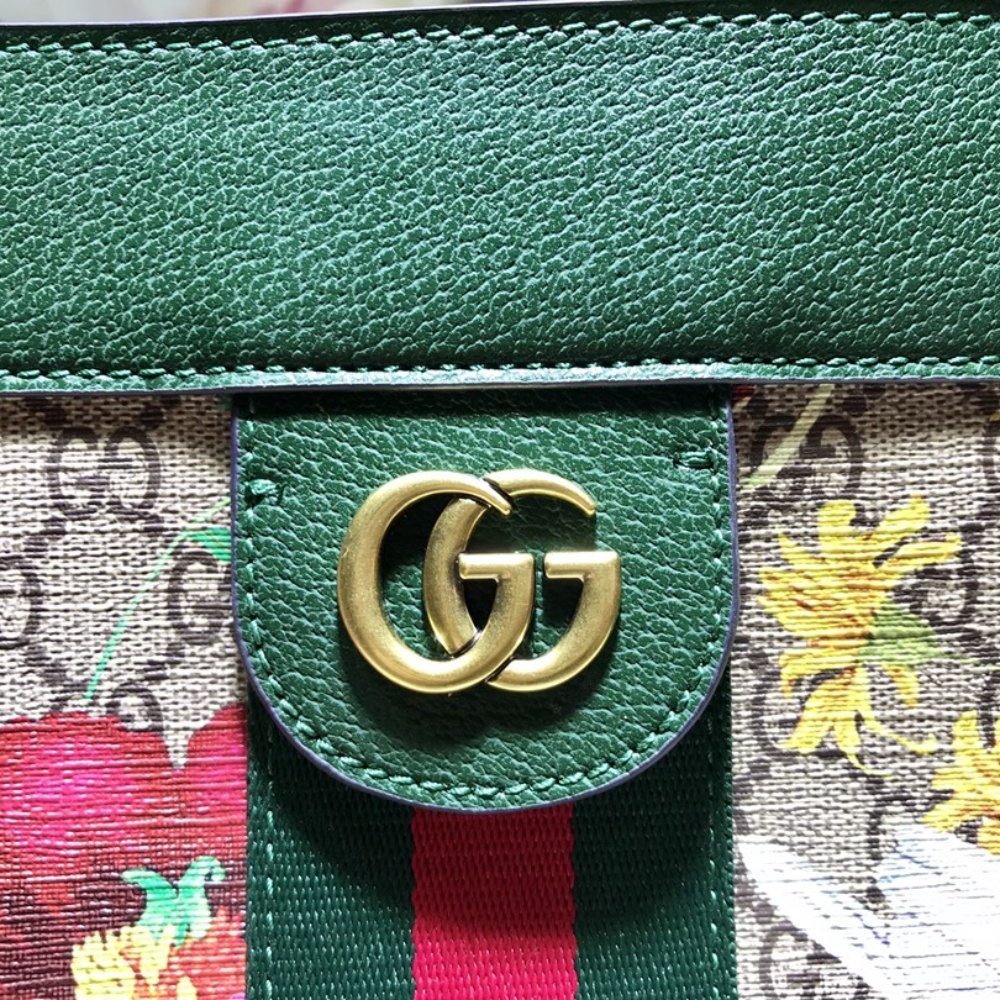 Gvc*1 Ophidia Gg Flora Medium Tote Green 44Cm