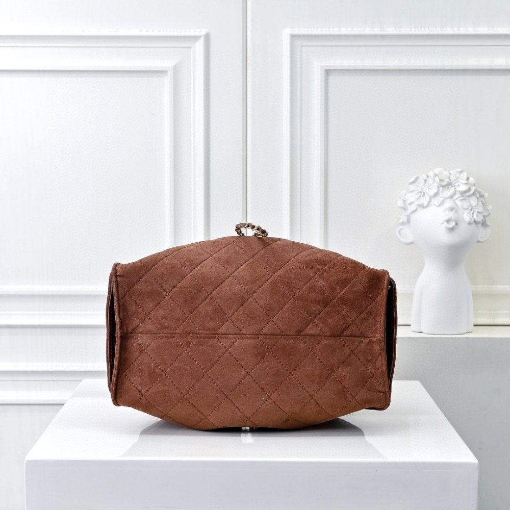 Ch**el 25 Small Handbag Gold Tone Metal Brown 26Cm As5293 B18799 U3950