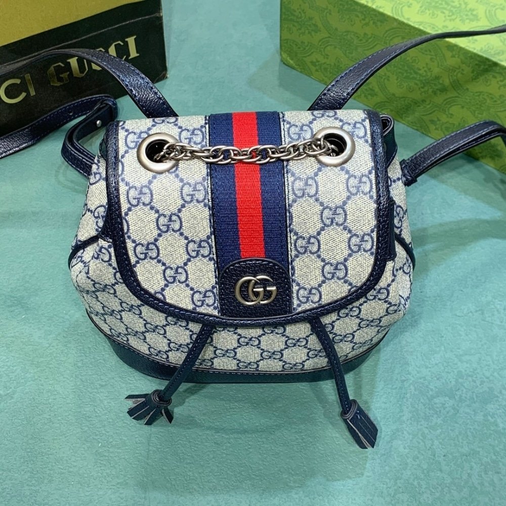Gvc*1 Ophidia Gg Svp*me Canvas Mini Backpack Beige Blue 20Cm 795221 96Iwn 4076