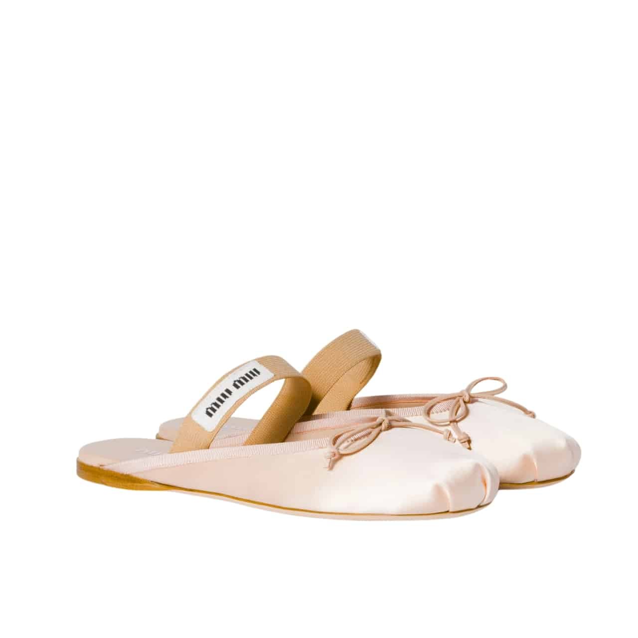 M1um1u Satin Ballerina Mules Orchid Pink 5F451E Qu6 F0615 F 005