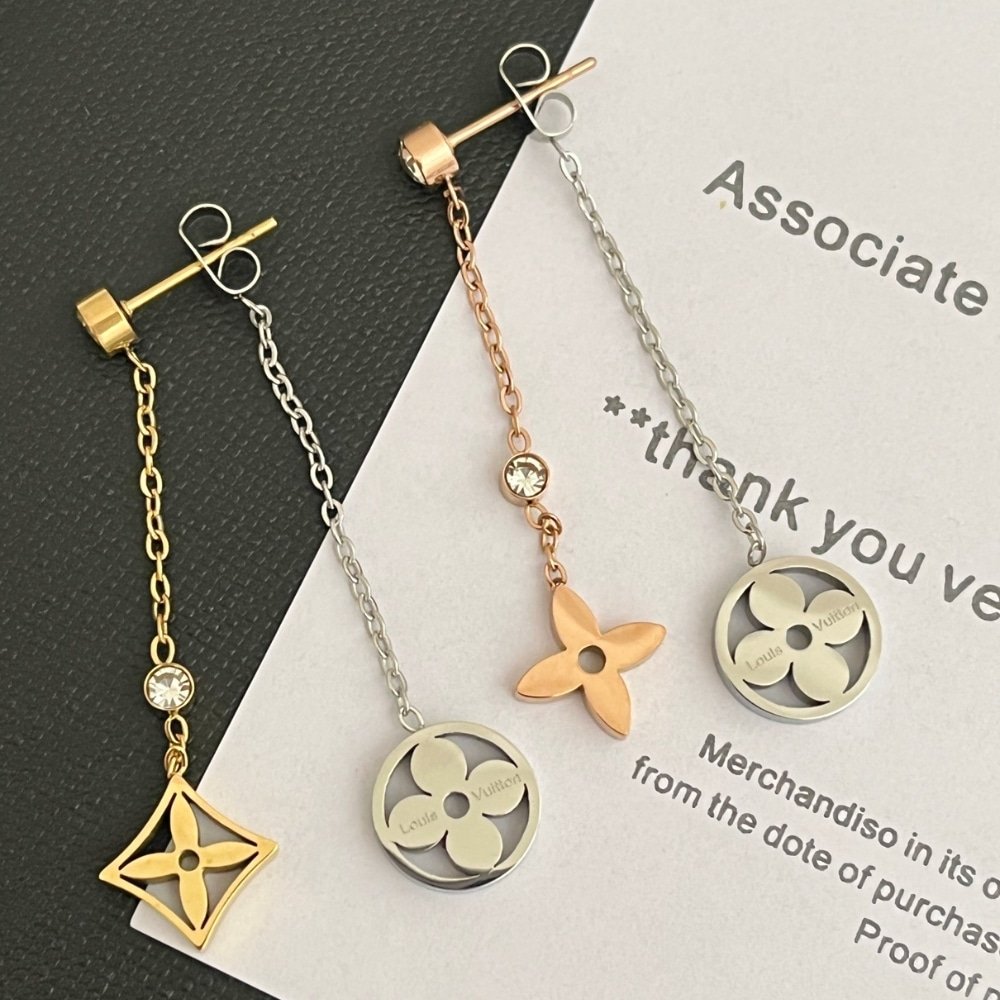 L0vis Vvtt0n Idylle Blossom Long Earrings 3 Golds And D1am0nds
