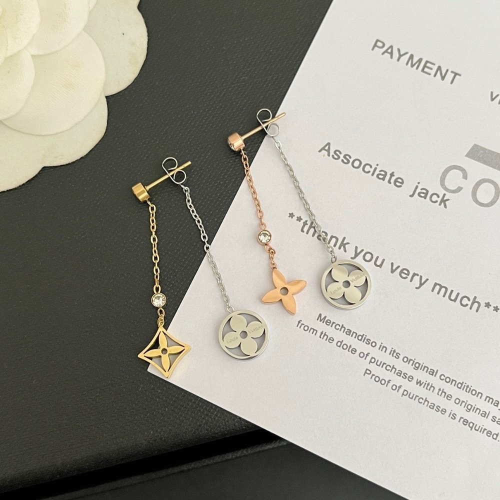 L0vis Vvtt0n Idylle Blossom Long Earrings 3 Golds And D1am0nds
