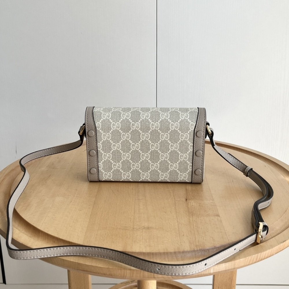 Gvc*1 Horsebit 1955 Mini Bag ‎Beige And White Gg Svp*me 18Cm ‎‎699296 Uulbg 9683