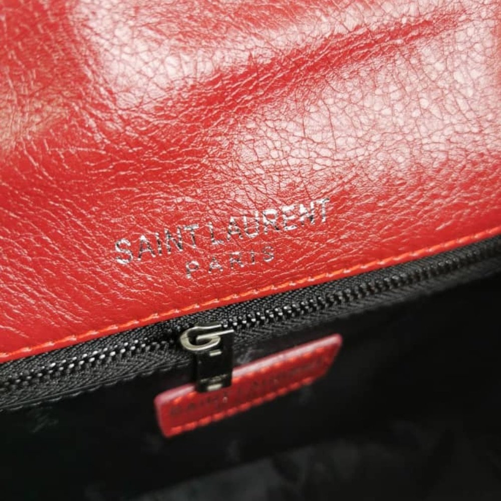 Sa1nt Lau*nt Niki Medium In Leather Silver Tone Red 22Cm