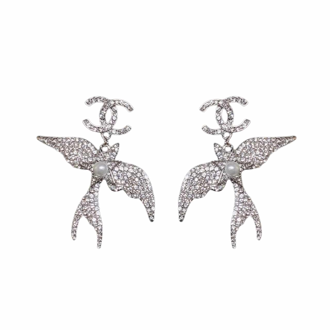 Ch**el Pendant Earrings Glass Pearls Silver Abf754 B20575 U0940