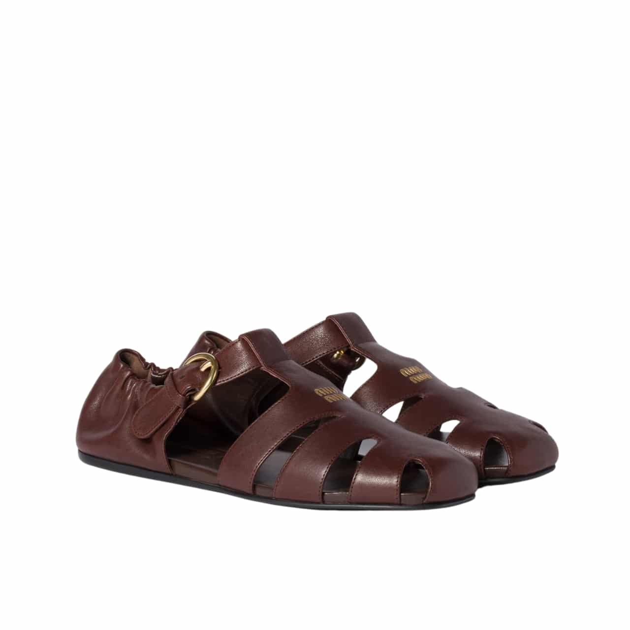 M1um1u Ruches Nappa Fisherman’s Sandals Briarwood 5E395E Efx F0Nbl F 005