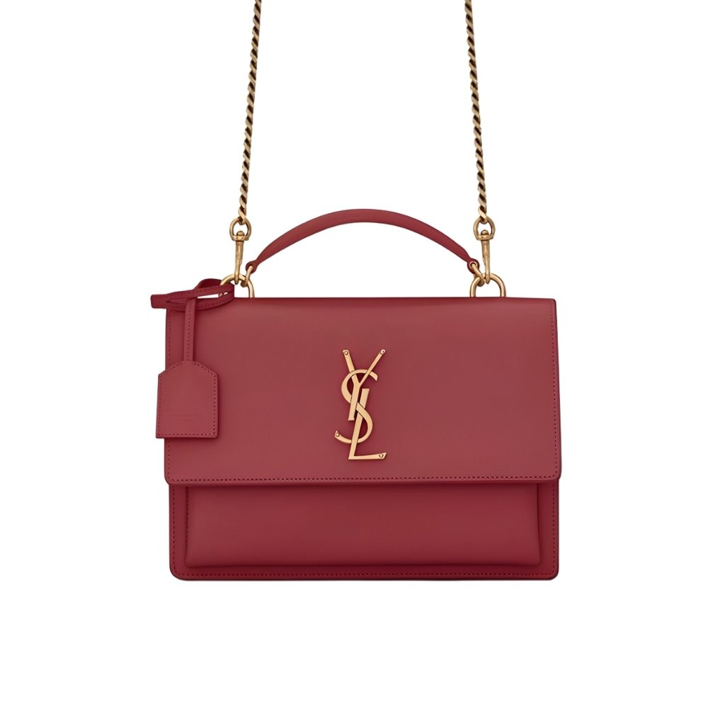 Sa1nt Lau*nt Sunset Medium Chain Bag In Smooth Leather Red 22Cm 442906D420W6805