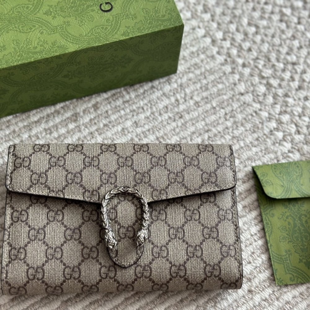 Gvc*1 Dionysus Gg Svp*me Chain Wallet Beige And Ebony 20Cm ‎401231 Khnsn 8642