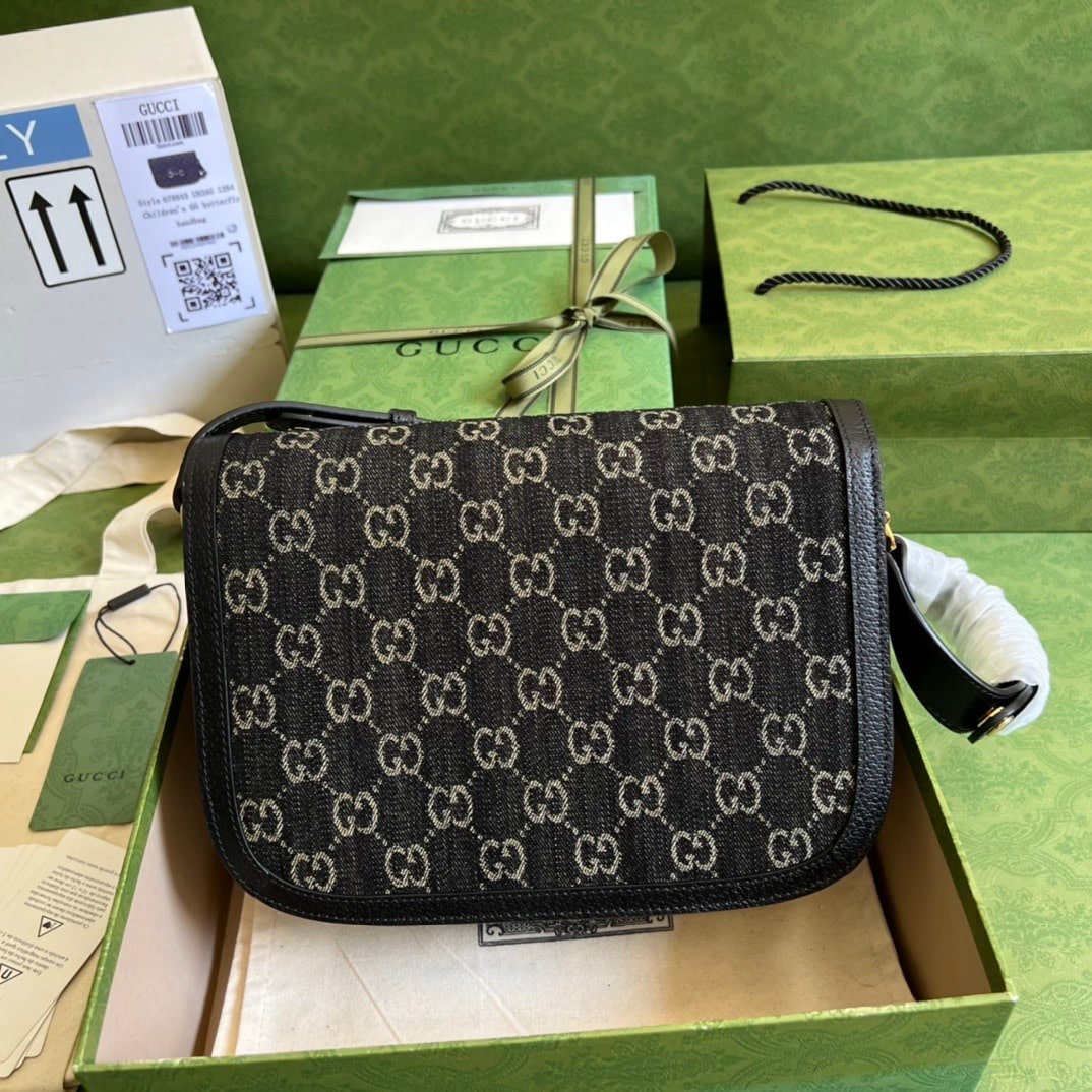 Gvc*1 Horsebit 1955 Original Gg Shoulder Bag Black Ivory 25Cm 602204 Un3Bg 1274