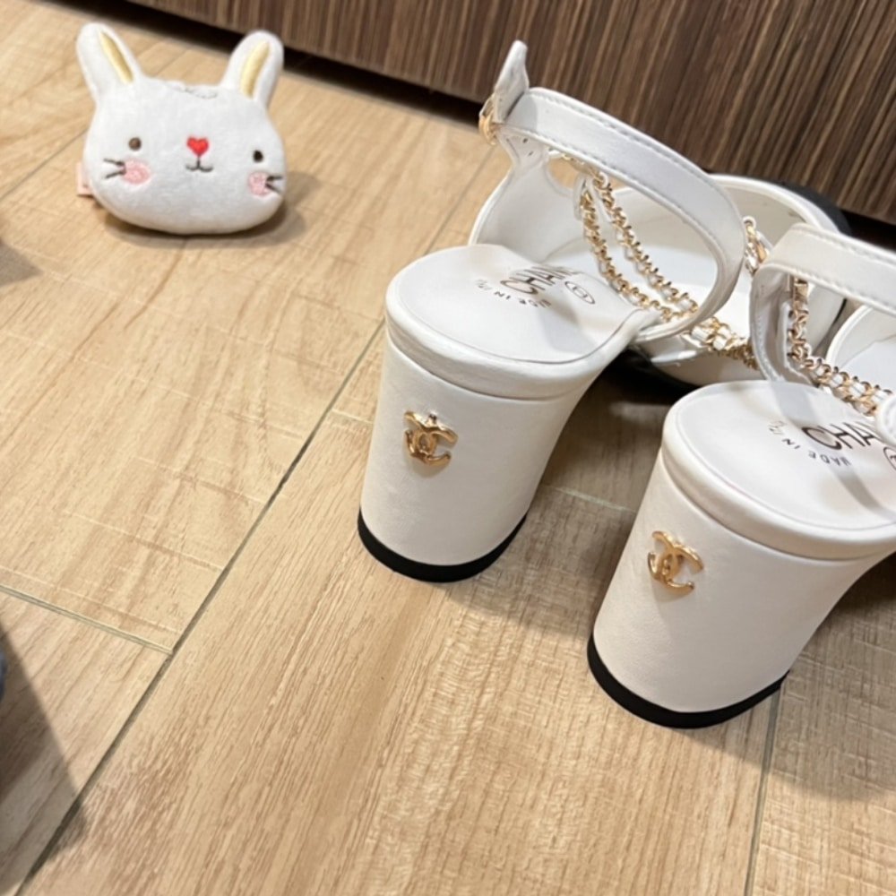 Ch**el Slingbacks Goatskin And Grosgrain White