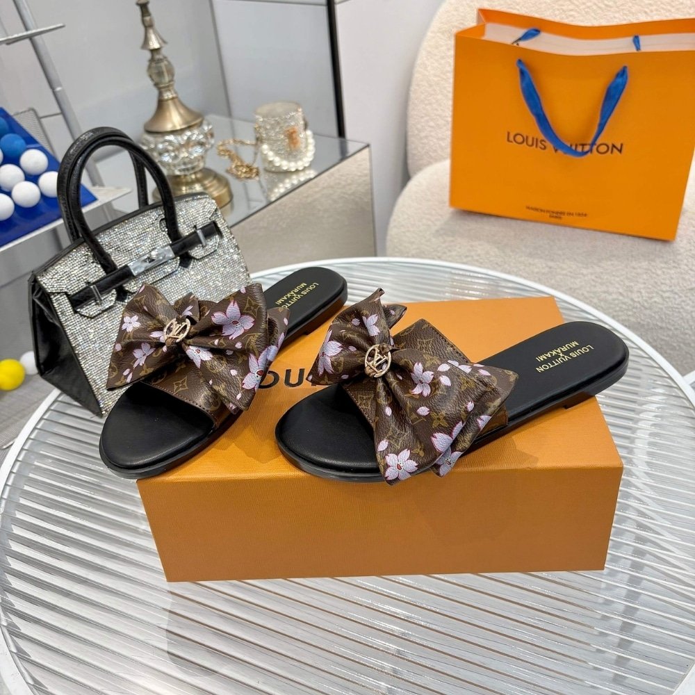 L0vis Vvtt0n X Takashi Murakami Lily Flat Mule Sakura Brown 1AGVYB