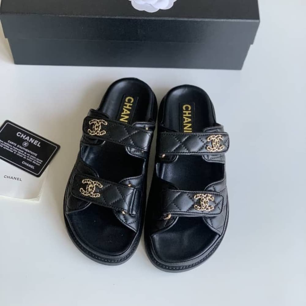 Ch**el Cc D1am0nd Quilt Sandal Black G45507 B15805 94305