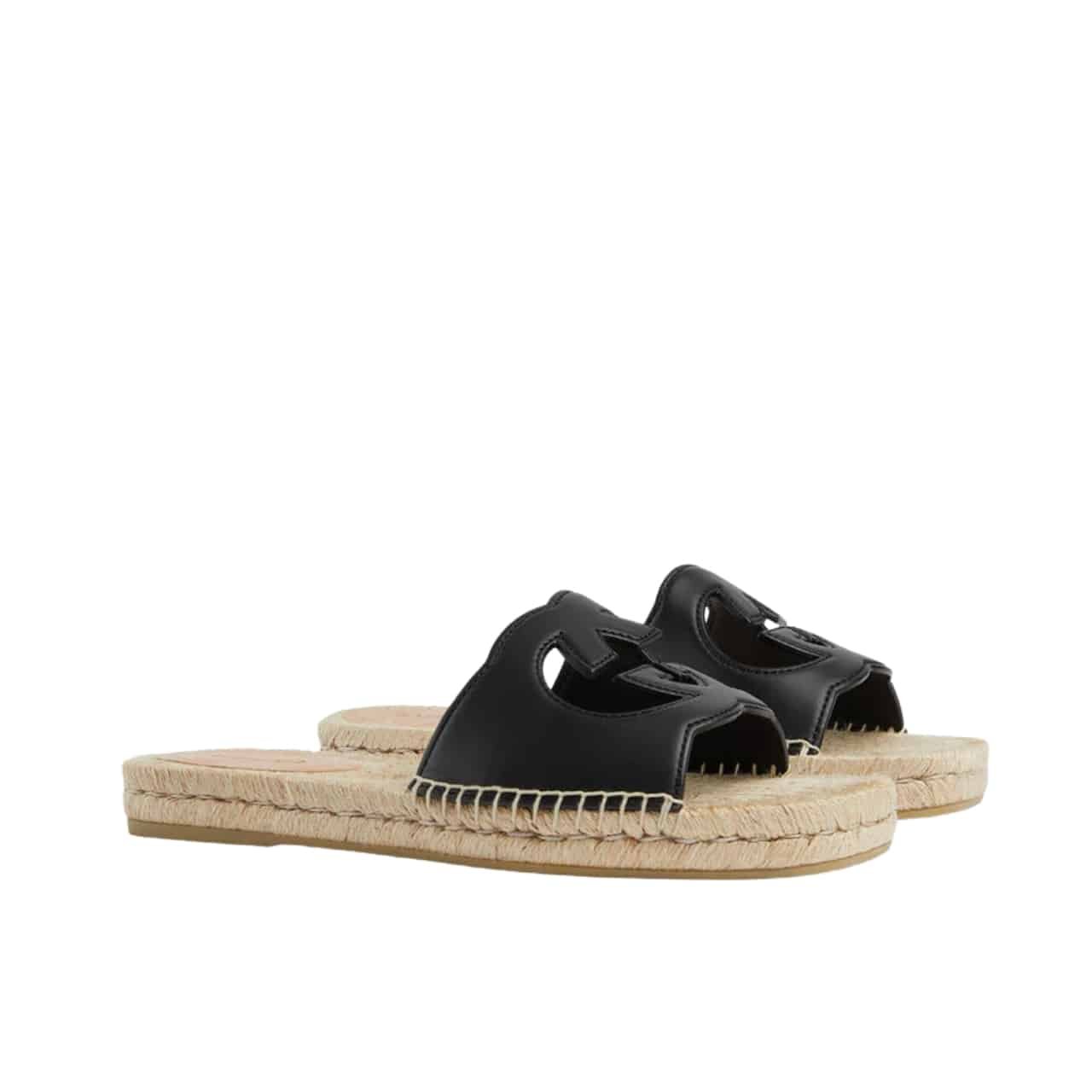Gvc*1 Interlocking G Cut Out Slide Espadrille Black 725260 Us000 1000